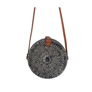 Stylish Black and Tan Woven Crossbody Bag